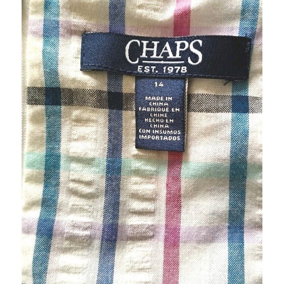 Chaps A Line Wrap Dress Size 14 Sleeveless Plaid Surplus Tie Waist Zippered New - Picture 5 of 9